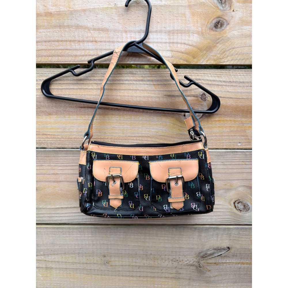 Dooney & Bourke Multi-Color Monogram Black Coated Canvas Shoulder Bag Y2K Bag